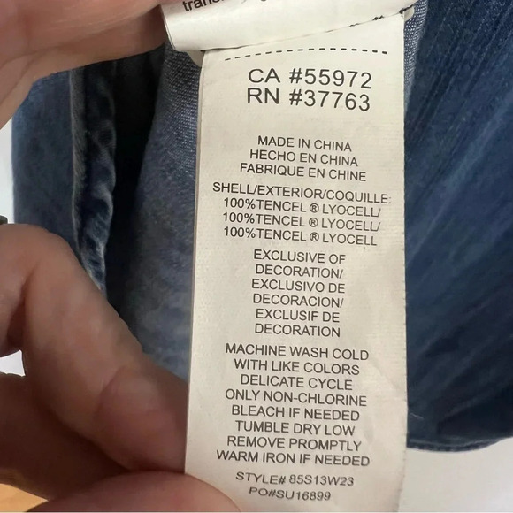 C&C CALIFORNIA CHAMBRAY BUTTON DOWN TENCEL TOP PLAID ACCENTS Size XS - Picture 10 of 10